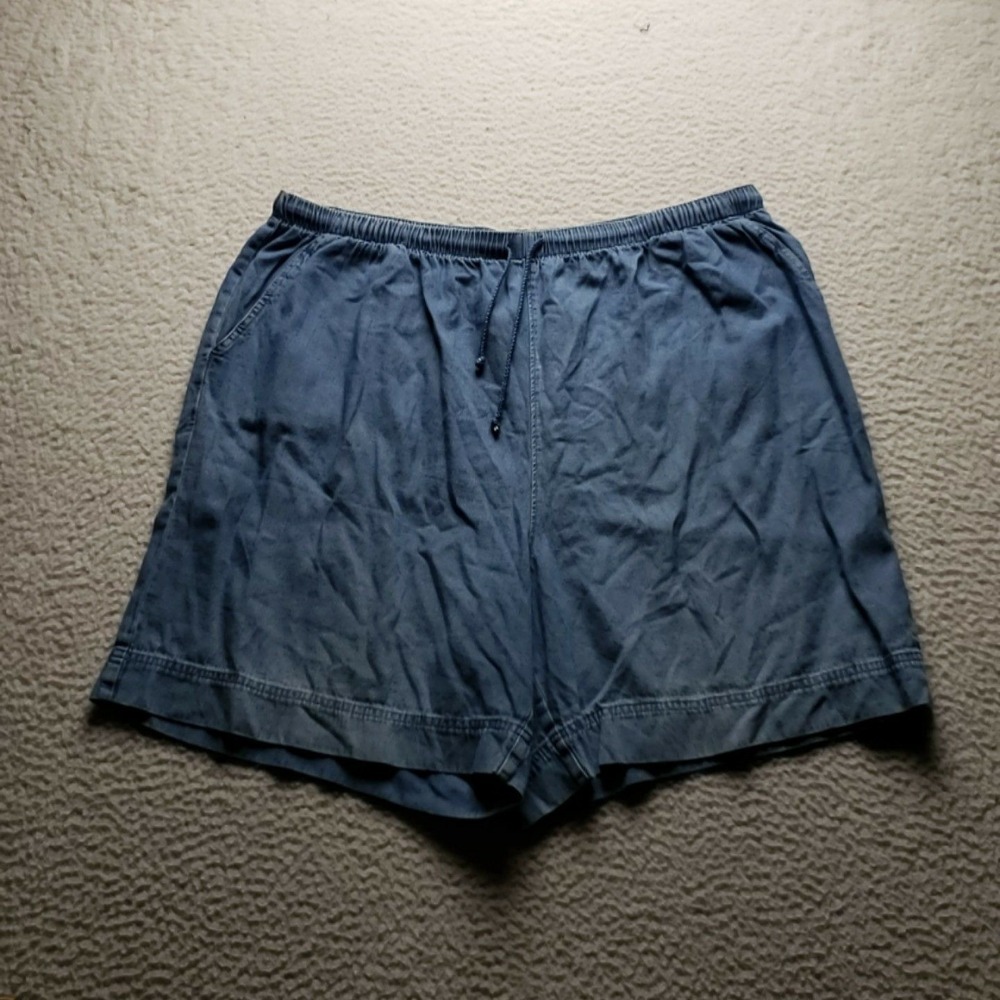 Coral Bay Bermuda Shorts Womens Plus 2X Blue Denim Elastic Waist Casual Summer